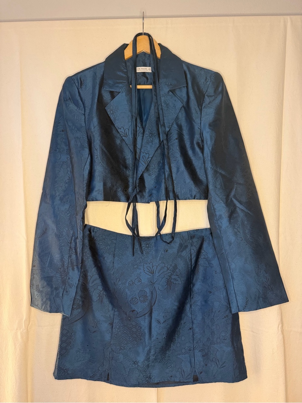 12th Tribe Deep Navy Brocade Two-Piece Skirt Set